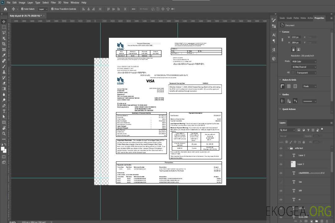 Relevé de carte de crédit bancaire USA USAA template Relevé de carte de crédit bancaire USA USAA template